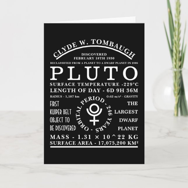 Dwarf Planet Pluto Detailed Astronomy Symbol Card (Front)