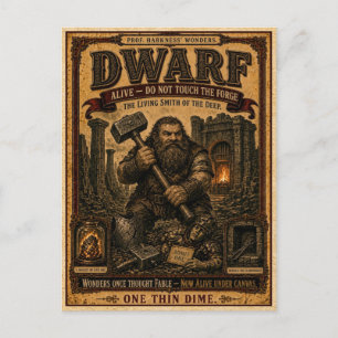 Dwarf, Vintage Circus Monster Postcard