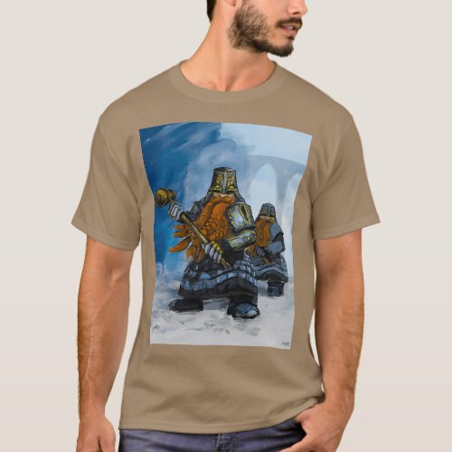 Dwarf with hammer fantasy illustration T_Shirt