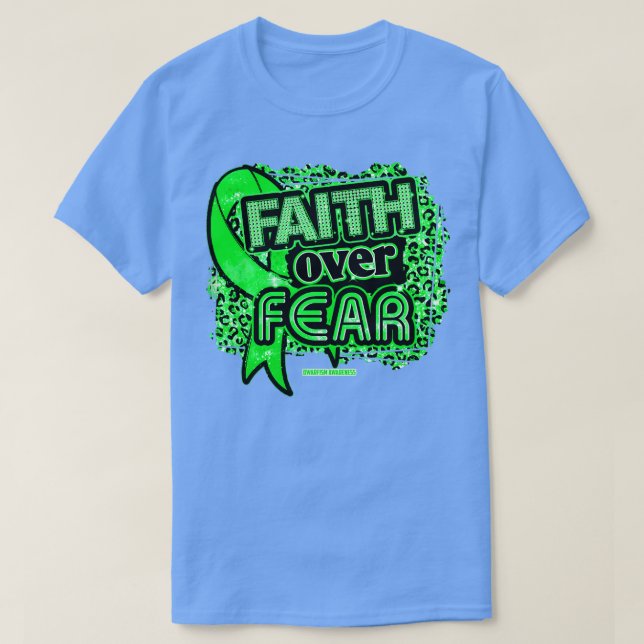 Dwarfism Awareness Ribbon Faith Over Fear Leopard  T-Shirt (Design Front)
