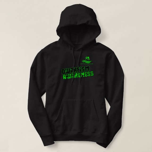 Dwarifsm Awareness Hoodie LPOTW BLack and Green (Design Front)