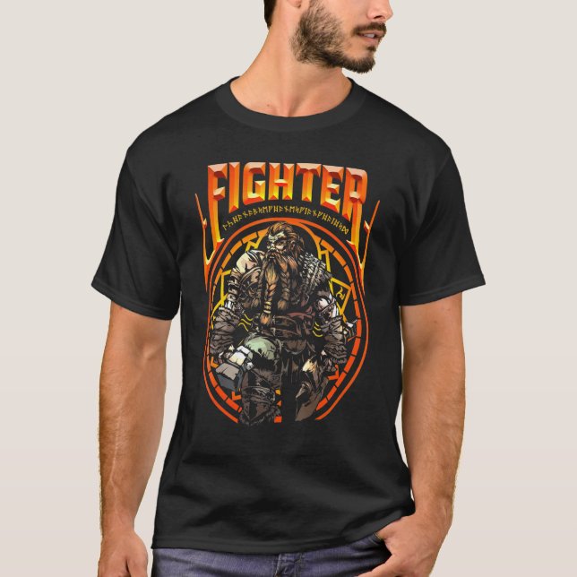 Dwarven Fighter Fantasy Rpg Dungeons Roleplaying D T-Shirt (Front)