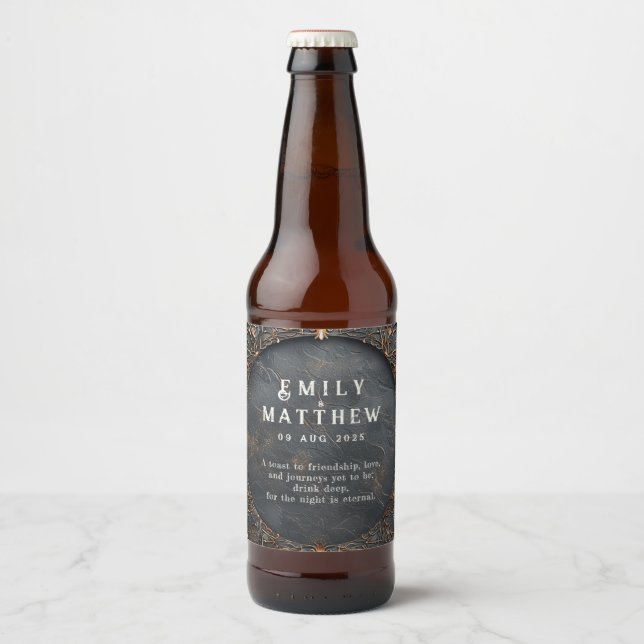 Dwarven Splendor Fantasy Wedding  Beer Bottle Label (Front)