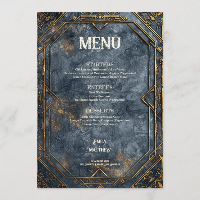 Dwarven Splendor Fantasy Wedding  Menu (Front)