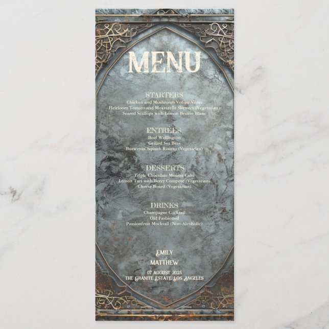 Dwarven Splendor Fantasy Wedding  Menu (Front)