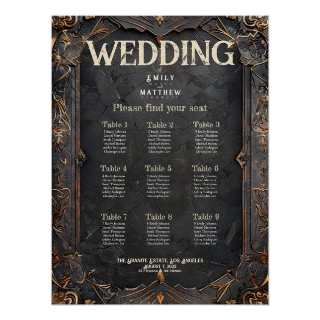 Dwarven Splendor Fantasy Wedding Seating Chart (Front)