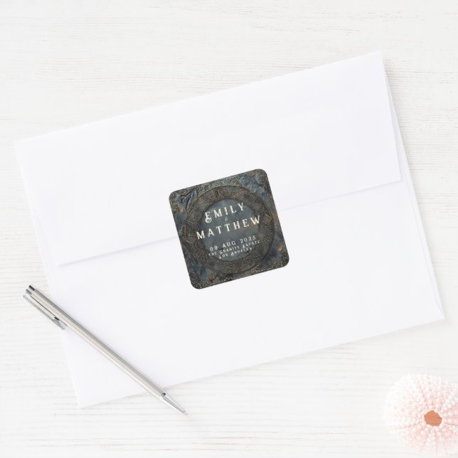 Dwarven Splendor Fantasy Wedding  Square Sticker (Envelope)