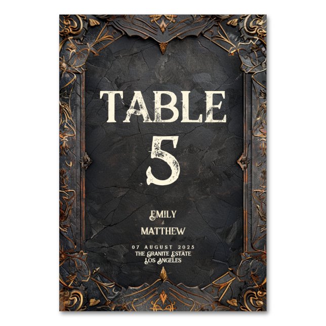 Dwarven Splendor Fantasy Wedding  Table Number (Front)