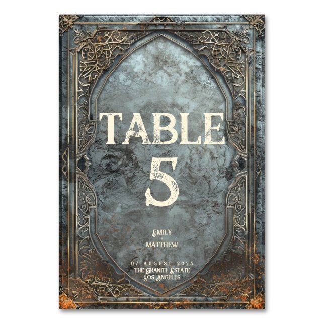 Dwarven Splendor Fantasy Wedding  Table Number (Front)