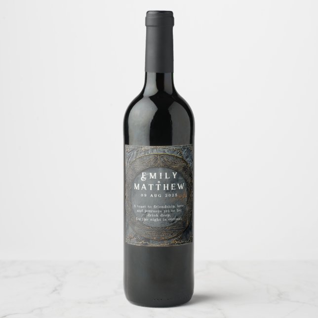Dwarven Splendor Fantasy Wedding  Wine Label (Front)