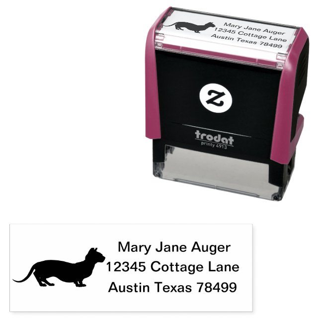 Dwelf Cat Personalized Self Address Self-inking Stamp (In Situ)
