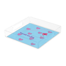 dwell on joy hearts and paw prints Acrylic tray