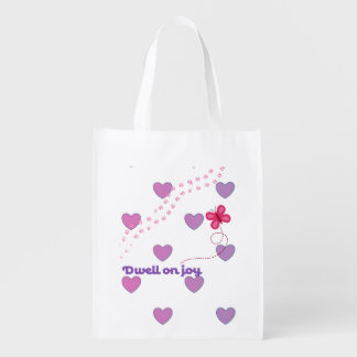Dwell on joy hearts and paw prints bag