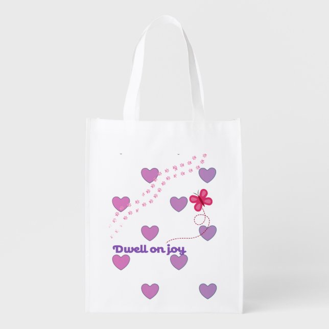 Dwell on joy hearts and paw prints bag (Front)