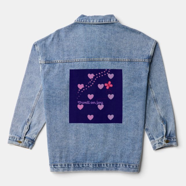 dwell on joy hearts and paw prints denim jacket (Back)