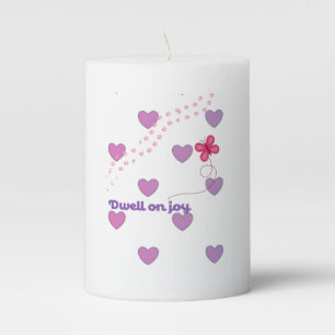 dwell on joy hearts and paw prints pillar candle