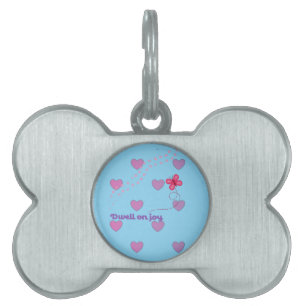 dwell on joy paw prints hearts and butterfly pet ID tag