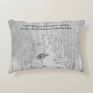 Dwelling in safety sketched forest freehand accent pillow
