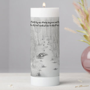 Dwelling in safety sketched forest freehand soup pillar candle