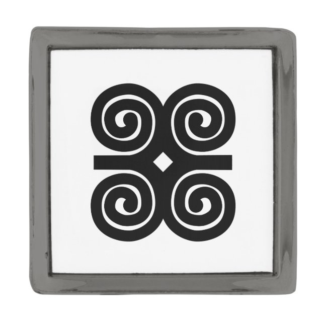Dwennimmen Strength | Humility Adinkra Symbol Gunmetal Finish Lapel Pin (Front)