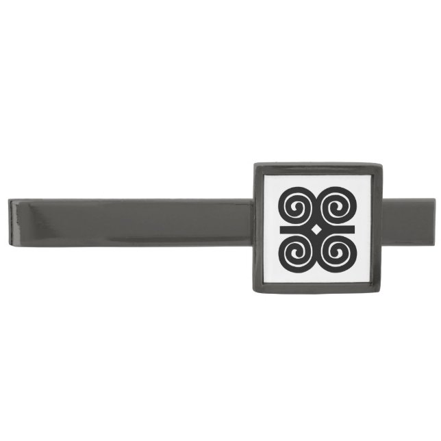 Dwennimmen Strength | Humility Adinkra Symbol Gunmetal Finish Tie Bar (Front)