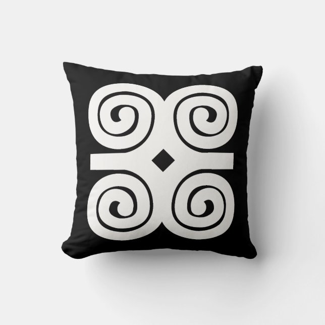 Dwennimmen Strength|Humility White Adinkra Symbol Throw Pillow (Front)
