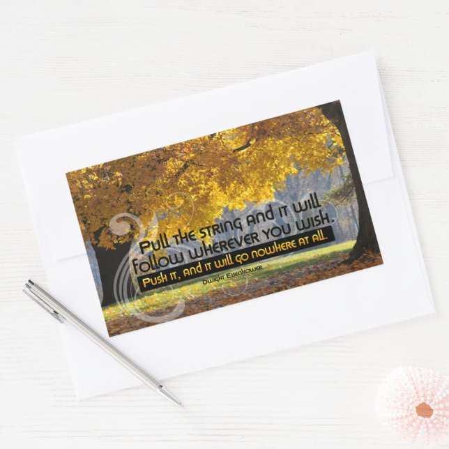 Dwight D. Eisenhower Inspirational Quote "Push it" Rectangular Sticker (Envelope)