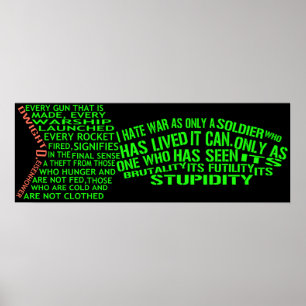 Dwight Eisenhower Anti War Text Art Poster