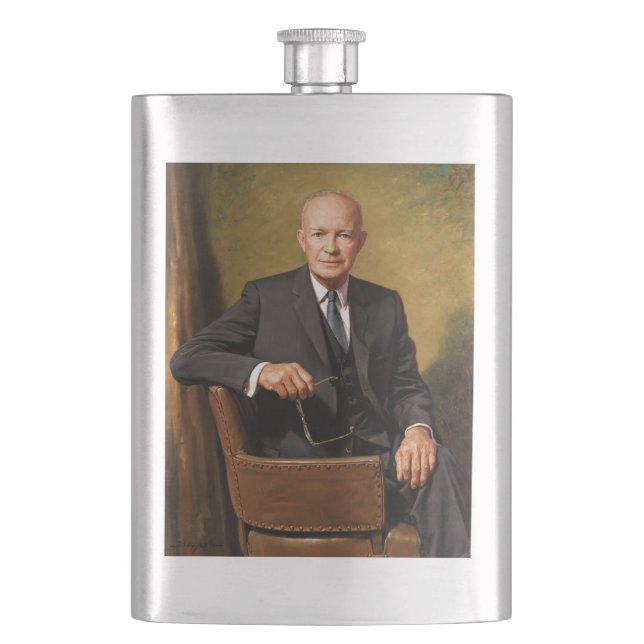 Dwight Eisenhower President White House Portrait   Flask (Front)