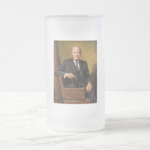 Dwight Eisenhower President White House Portrait   Frosted Glass Beer Mug