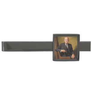 Dwight Eisenhower President White House Portrait Gunmetal Finish Tie Bar