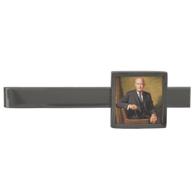Dwight Eisenhower President White House Portrait   Gunmetal Finish Tie Bar (Front)
