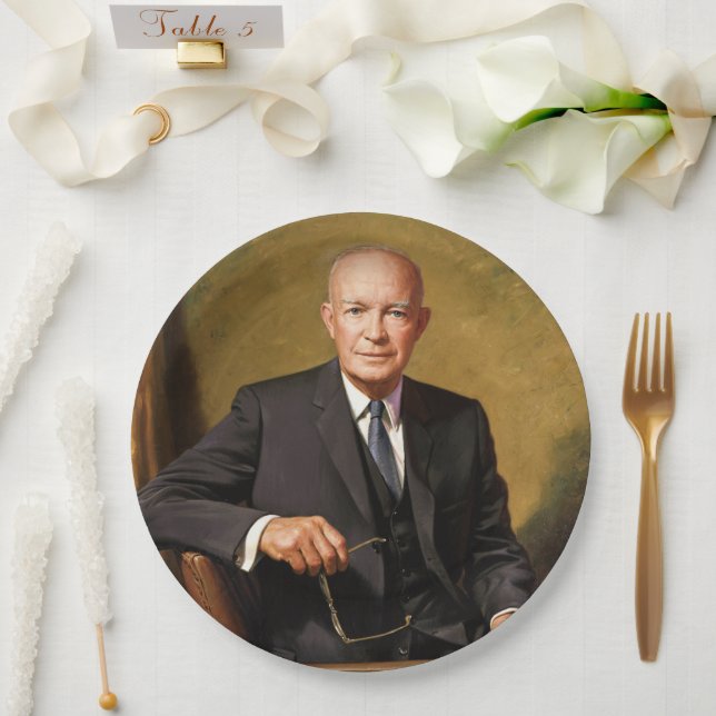 Dwight Eisenhower President White House Portrait   Paper Plates (Wedding)