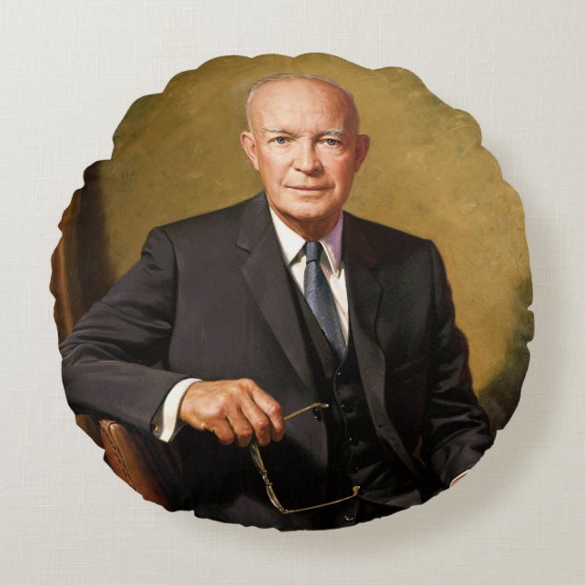 Dwight Eisenhower President White House Portrait   Round Pillow (Front)