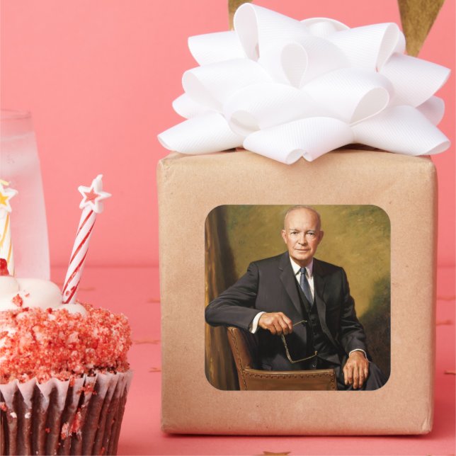 Dwight Eisenhower President White House Portrait   Square Sticker (Party)