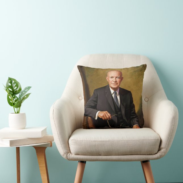 Dwight Eisenhower President White House Portrait   Throw Pillow (Chair)