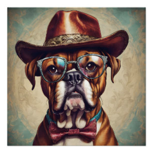 Dwight the Dapper Boxer Dog Art Poster