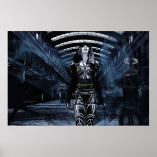 DWR Futuristic Cyborg and Retro Robots Poster