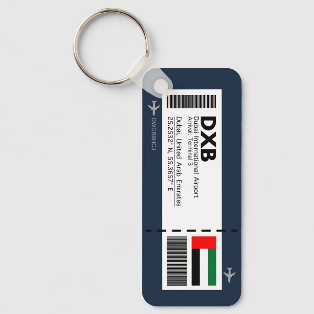 DXB Dubai Boarding Pass - Dubai Ticket Keychain (Front)