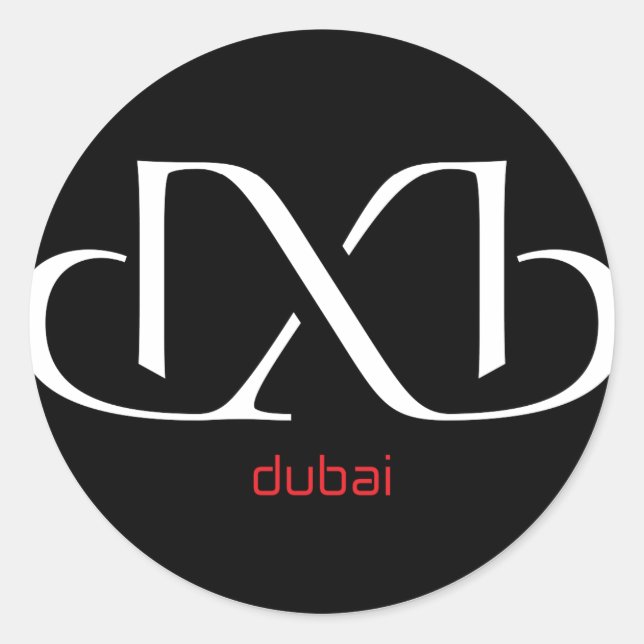 DXB Dubai Classic Round Sticker (Front)