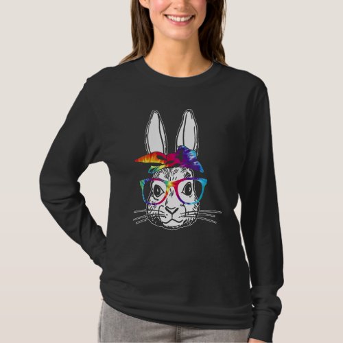 Dy Cute Bunny Face Tie Dye Glasses Easter Day 1 T_Shirt