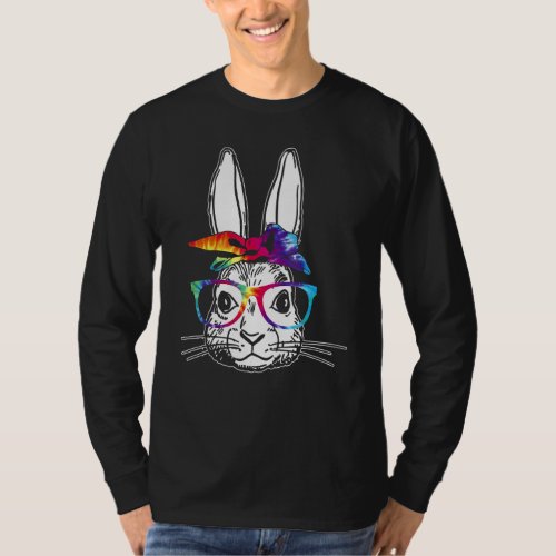 Dy Cute Bunny Face Tie Dye Glasses Easter Day 1 T_Shirt