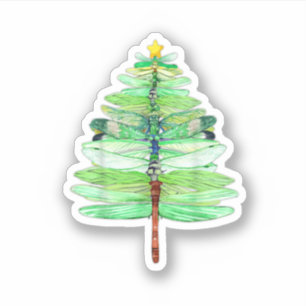 Dy Funny Dragonfly Christmas Tree Xmas Insect Love Sticker