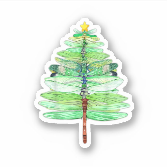Dy Funny Dragonfly Christmas Tree Xmas Insect Love Sticker (Front)