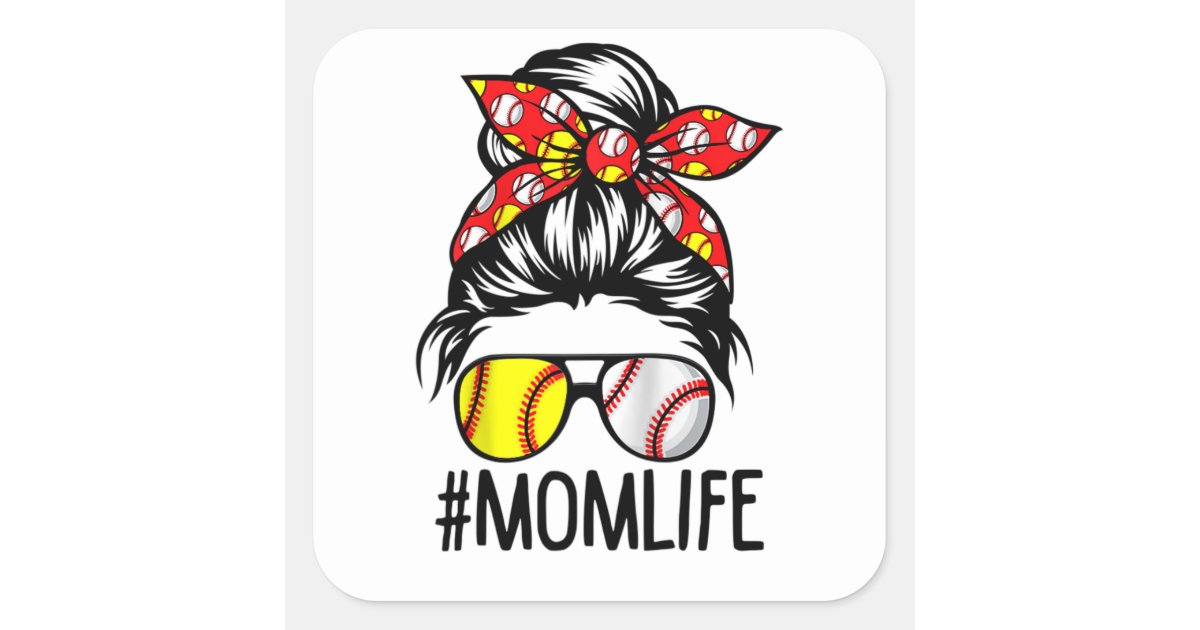 Bleached Baseball Mom Messy Bun Softball Mom Mother's Day Kids T-Shirt