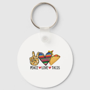 Dy Peace Love Taco Serape Mexican Fiesta Cinco De  Keychain