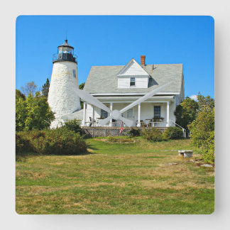 Dyce Head Lighthouse, Maine Square Wall Clock