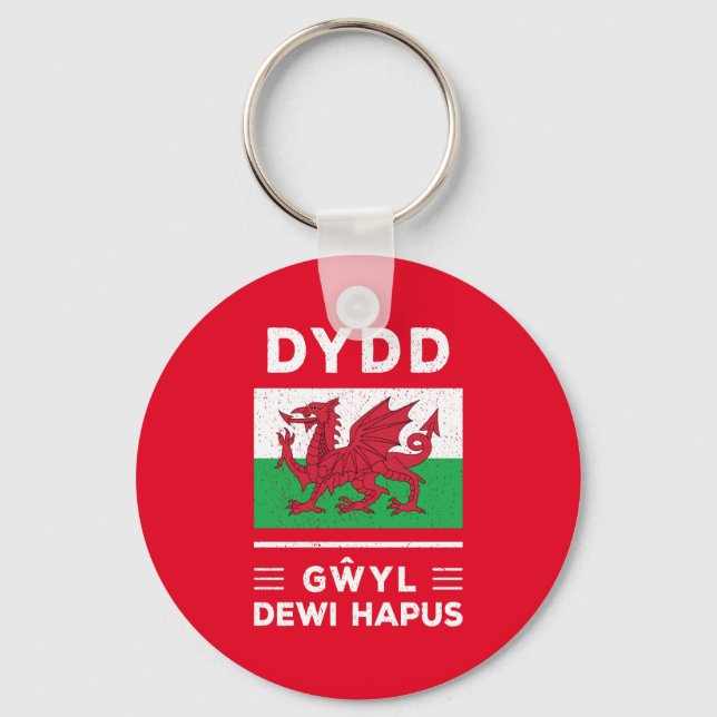 Dydd Gŵyl Dewi Hapus Happy St Davids Day 3 Keychain (Front)
