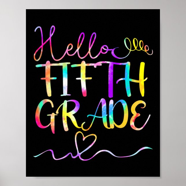 Dye Hello Fifth 5th Grade Teacher Student Back To  Poster (Front)