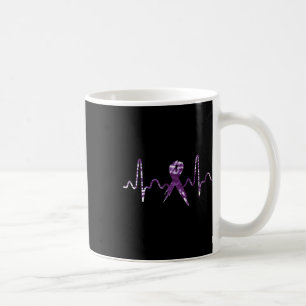 Dye Overdose Awareness Purple Ribbon Heartbeat Coffee Mug